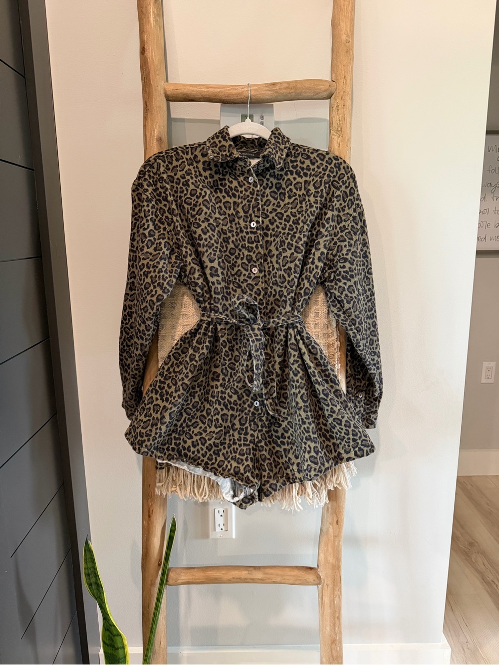 ✨ Olivaceous Animal Print Denim Romper ✨